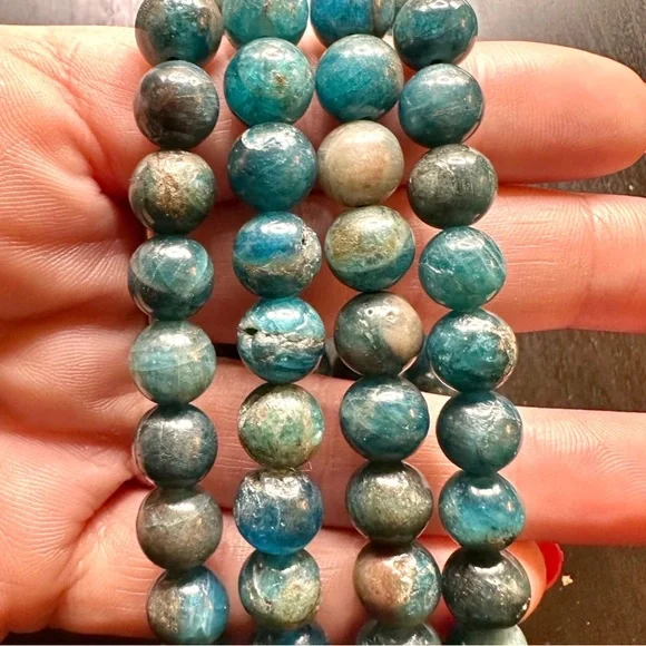 9mm Apatite Beaded Bracelet - Picture 2 of 8